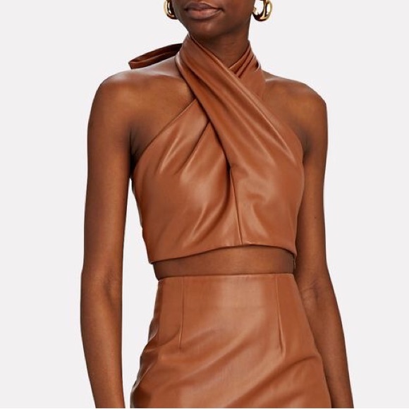 STAUD

Whiskey Vegan Leather Kai Halter Neck Top NWT 6 - Picture 6 of 7